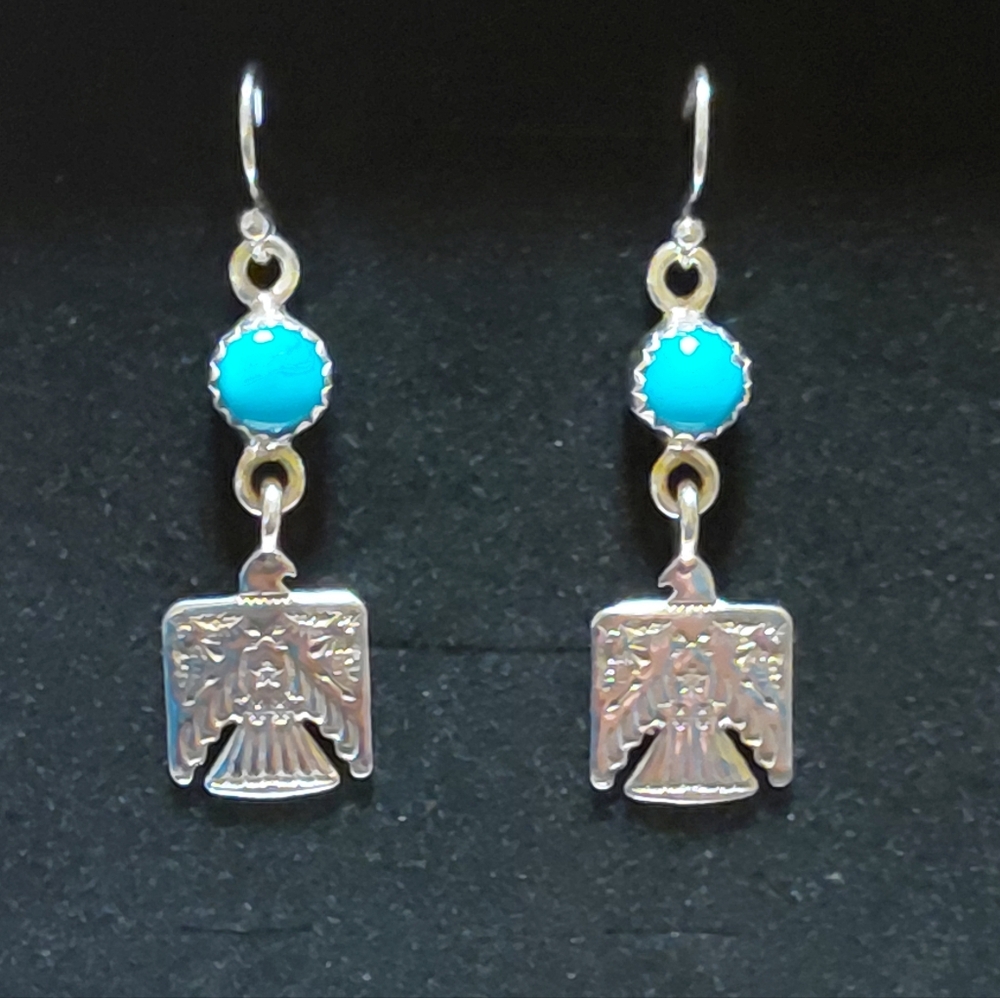 Silver and Turquoise Eagle Dangle Earrings